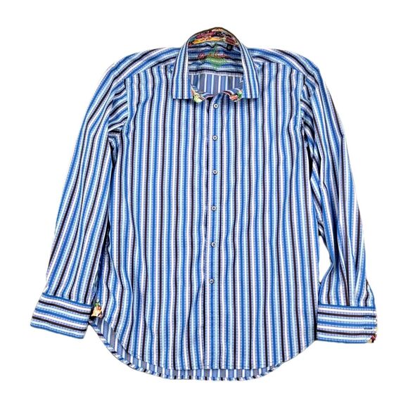 Robert Graham Other - Robert Graham Men's Dress Shirt Size Large Blue Stripes Paris Hotel Flip Cuff